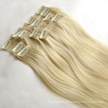 оптовая 100% человеческих волос цвета Remy девственницы зажим в наращивание волос 